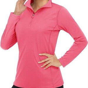 Women's Sun Shirts Long Sleeve Athletic Tops Rose Red X-large